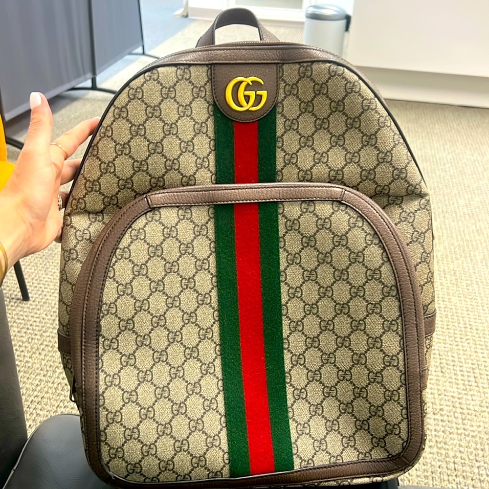 Authentic GUCCI Backpack with red/green stripe - image 1